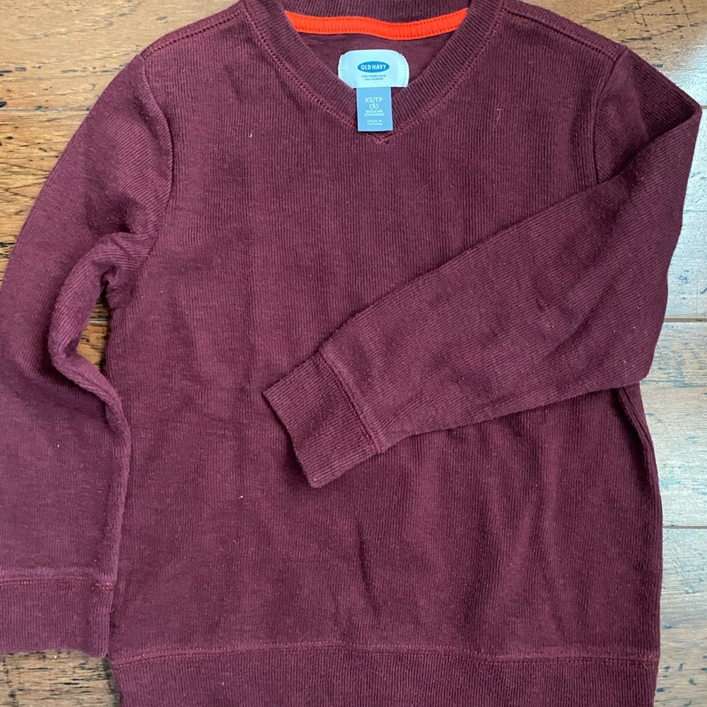 Old Navy Deep Maroon XS Boys V neck sweater